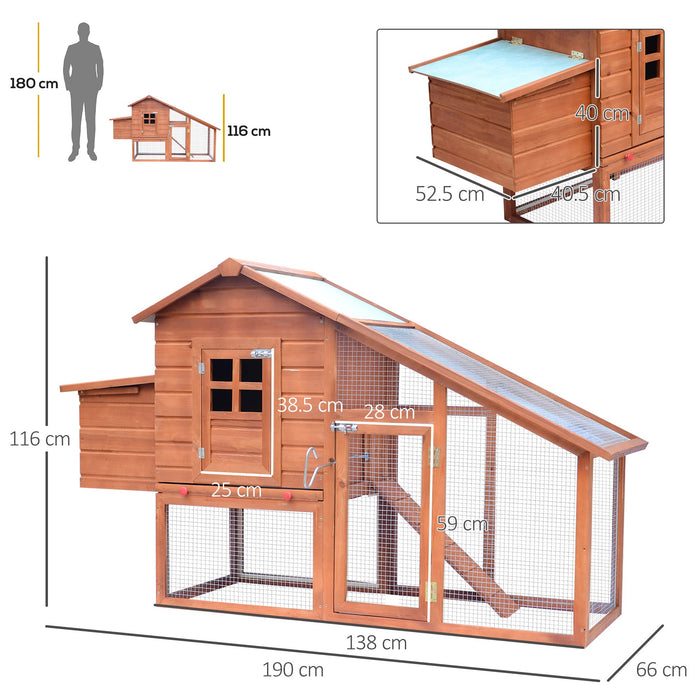 HOMCOM Chicken Coop Golden Brown 1900 mm x 660 mm x 1160 mm