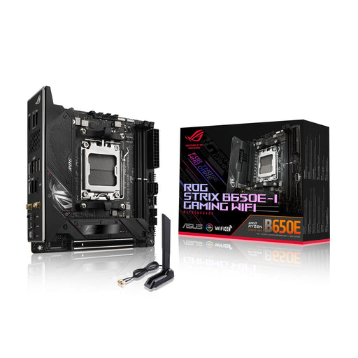 ASUS ROG Strix B650E-I Gaming WiFi - Motherboard - mini ITX - Socket AM5 - AMD B650 Chipset - USB 3.2 Gen 1, USB 3.2 Gen 2, USB-C 3.2 Gen2, USB-C 3.2 Gen 2x2 - 2.5 Gigabit LAN, Wi-Fi - onboard graphics (CPU required) - HD Audio (8-channel)