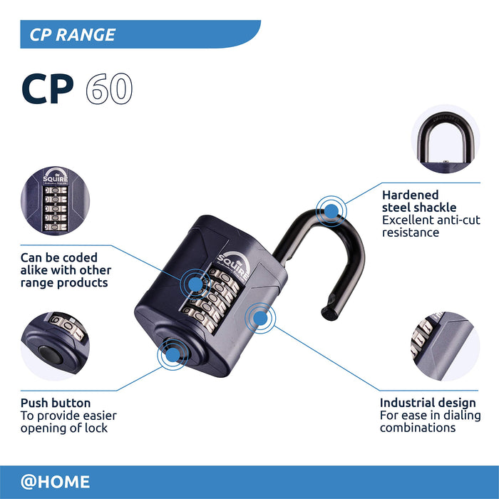 SQUIRE Combination Padlock CP60 Hardened Steel