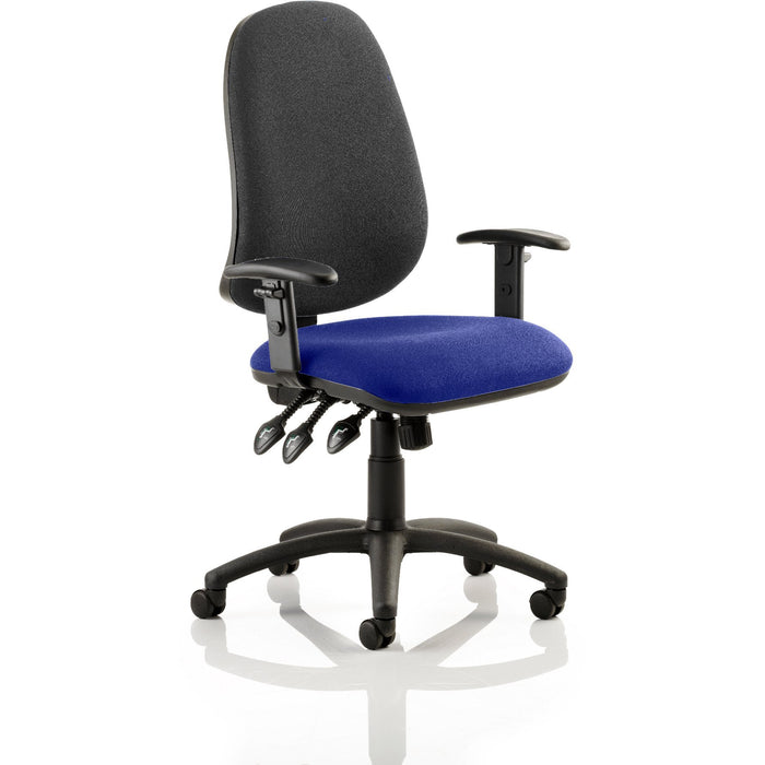 Dynamic Independent Seat & Back Task Operator Chair Height Adjustable Arms Eclipse Plus XL Black Back, Maringa Teal Seat Without Headrest High Back