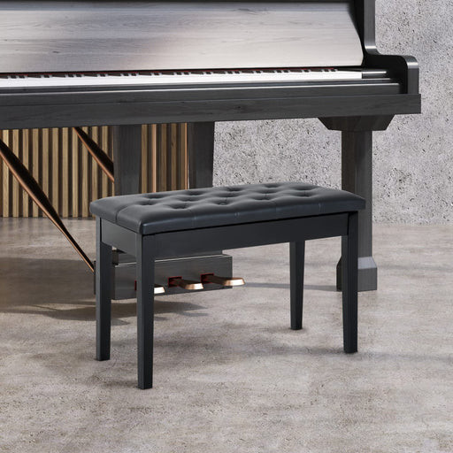 HOMCOM 1 Seat Storage Piano Bench 4 Legs Rubberwood, Composite Board, PU (Polyurethane) Black