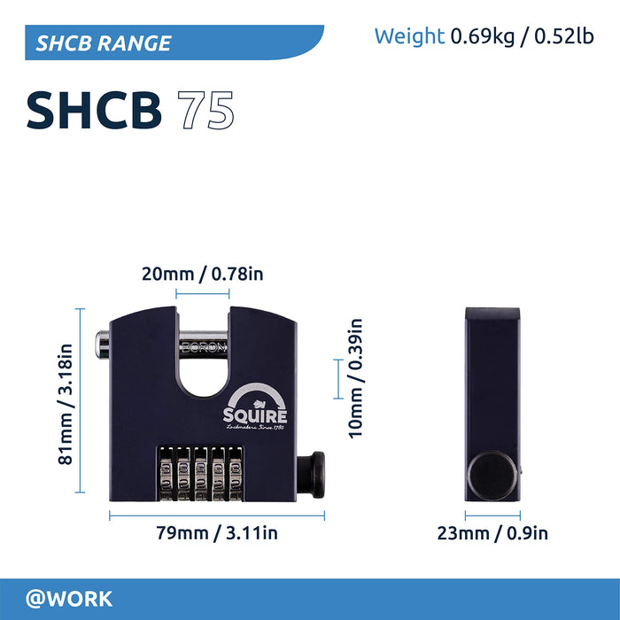 SQUIRE Combination Padlock SHCB75 Hardened Steel