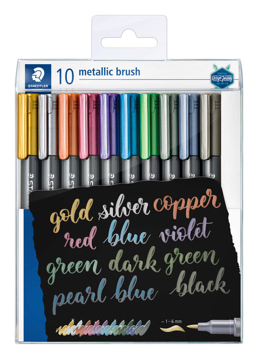 STAEDTLER Metallic Brush Marker ?8321 TB10 Non-Permanent 1-6 mm Assorted Colours pack of 10