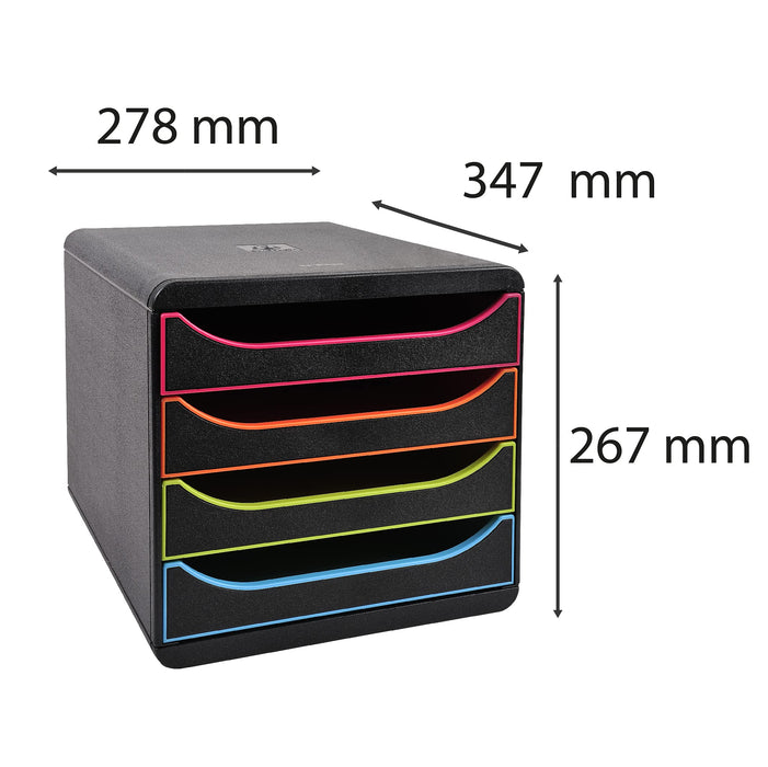 Exacompta Drawer Unit with 4 Drawers Big Box Plastic Harlequin Assorted 27.8 x 34.7 x 26.7 cm