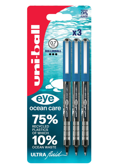 Uni-ball eye ocean care Rollerball Pen Black UB-157 Pack of 3