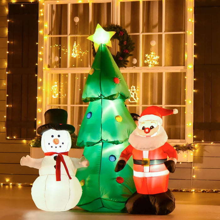 HOMCOM Christmas Tree Snowmen Inflatable Green