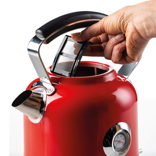 Ariete Moderna Cordless Electric Kettle 1.7L Metal, Stainless Steel Red 360° Rotational Base 3000 W