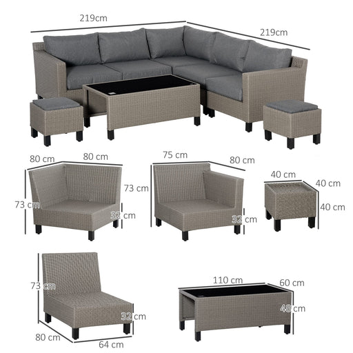 OutSunny Sofa 600 x 1,100 x 480 mm Aluminium, PE (Polyethylene) rattan, PL (Polyester) Grey