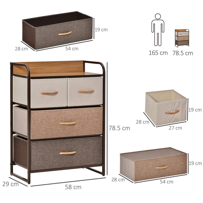 HOMCOM Storage Chest Linen, Steel, MDF (Medium-Density Fibreboard) Multicolour 58 x 29 x 78.5 cm