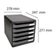 Exacompta Drawer Unit with 5 Drawers Big Box Plus Plastic Black, Silver 27.8 x 34.7 x 27.1 cm