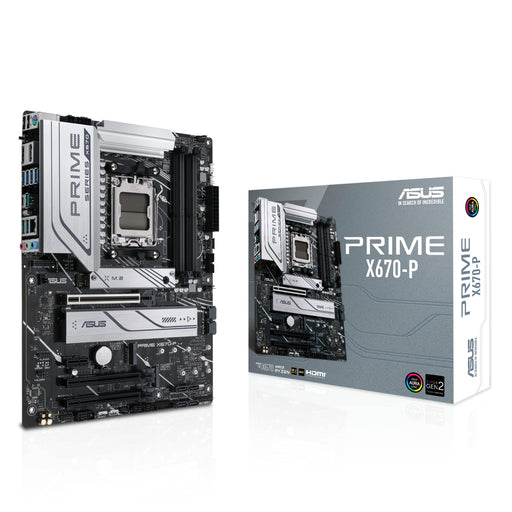 ASUS Prime X670-P - Motherboard - ATX - Socket AM5 - AMD X670 Chipset - USB 3.2 Gen 1, USB 3.2 Gen 2, USB-C Gen 2x2, USB-C 3.2 Gen 1 - 2.5 Gigabit LAN - onboard graphics (CPU required) - HD Audio (8-channel)