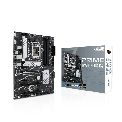 ASUS PRIME H770-PLUS D4 - Motherboard - ATX - LGA1700 Socket - H770 Chipset - USB 3.2 Gen 1, USB 3.2 Gen 2, USB4, USB-C 3.2 Gen2 - 2.5 Gigabit LAN - onboard graphics (CPU required) - HD Audio (8-channel)