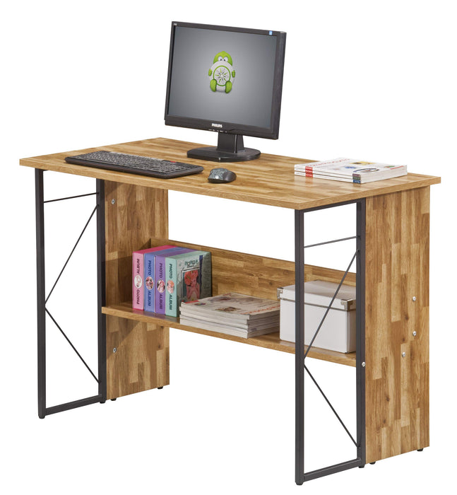 Alphason Rectangular Home Office Desk with Walnut & Grey MDF Top and Black Frame Rhodes 1110 x 510 x 760mm