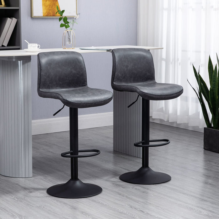 HOMCOM 2 Seat stool Dark Grey PU Leather 420 x 510 x 850 mm