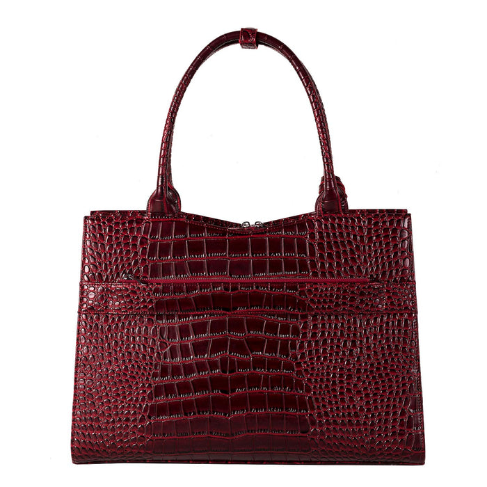 SOCHA Ladies Laptop Bag Croco Burgundy 15.6 Inch Synthetic Leather Wine Red 42 x 13 x 31.5 cm