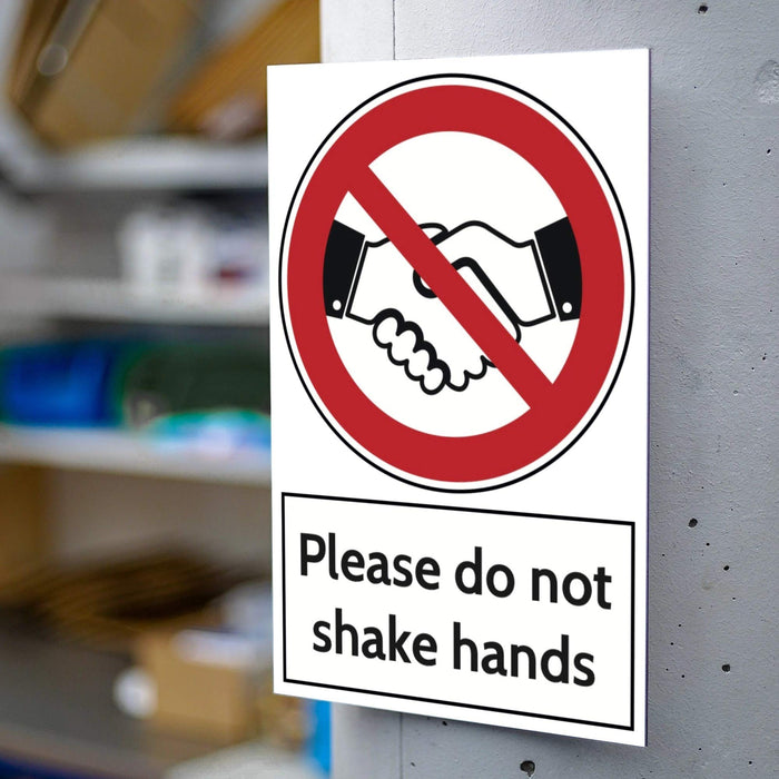 Trodat Health and Safety Sign Please do not shake hands Aluminium 20 x 30 cm