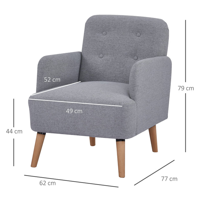 HOMCOM Armchair Light Grey PL (Polyester), Eucalyptus Wood, Sponge