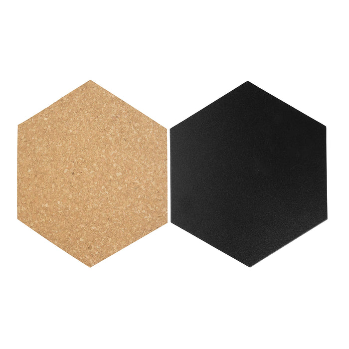 Securit Hexagon Chalkboard Wall Mounted 20 (W) x 2 (D) x 23 (H) cm Black, Brown Pack of 7