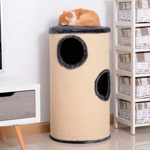 PawHut Cat Condo Beige, Grey 380 mm x 700 mm