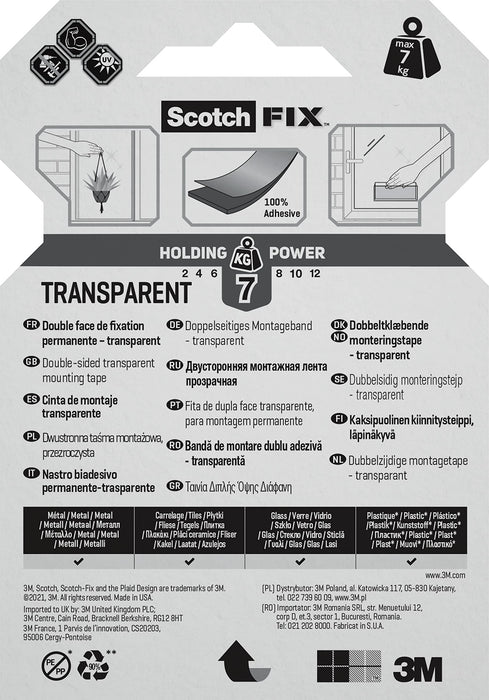 Scotch-Fix Mounting Tape Special Tapes Transparent 19 mm x 1.5 m