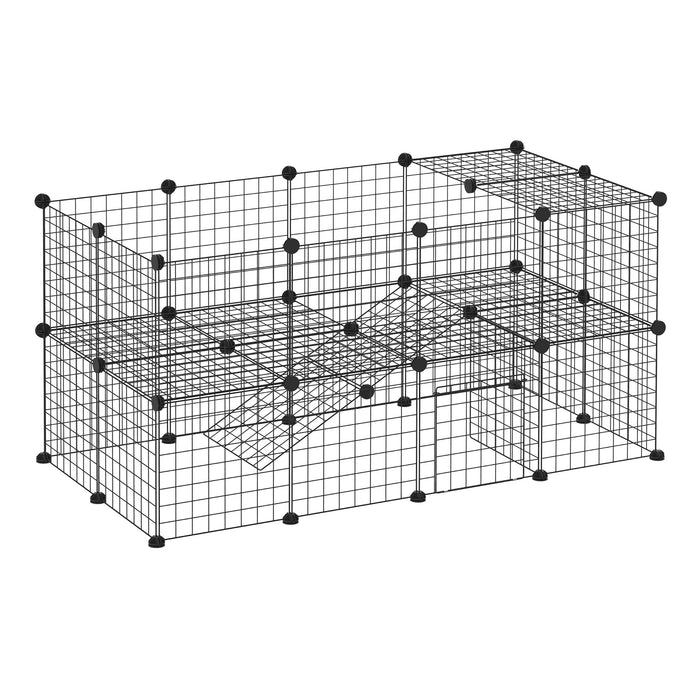 PawHut Pet Playpen Black 730 mm x 1460 mm x 730 mm