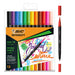 BIC Felt Pen + Fineliner Multicolour Brush tip + 0.5mm tip Pack 12