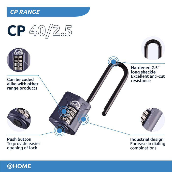 SQUIRE Combination Padlock CP40/2.5 Hardened Steel