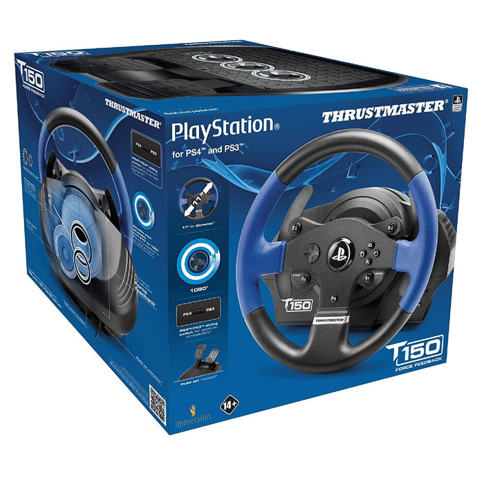 THRUSTMASTER T150 Force Feedback Ergonomic Racing Wheel for PS4 and PC Black, Blue