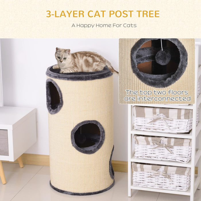 PawHut Cat Condo Beige, Grey 380 mm x 700 mm