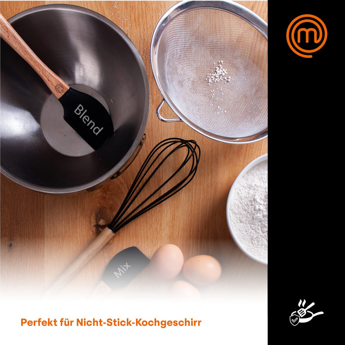 MasterChef Spatula Set Silicone, Wood Black, Light Brown, White 25 cm