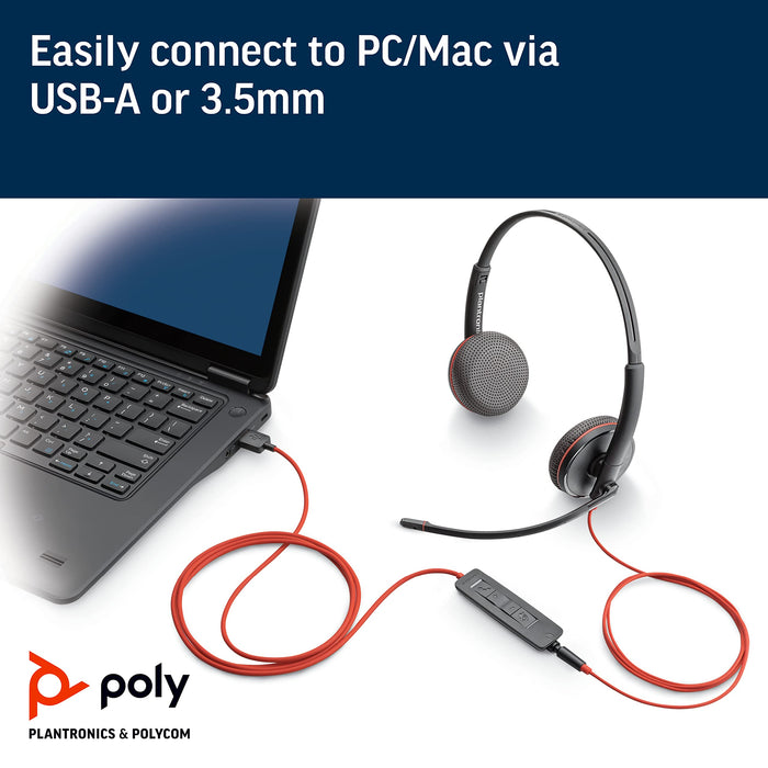 POLY Blackwire 3225 Stereo USB-A Wired Headset