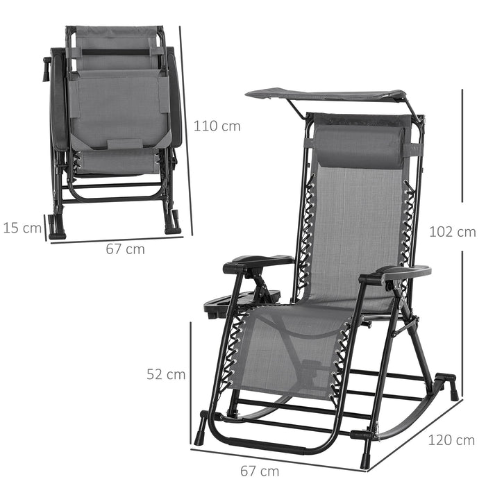 OutSunny Rocking Chair Steel Frame Grey 670 x 1,020 mm