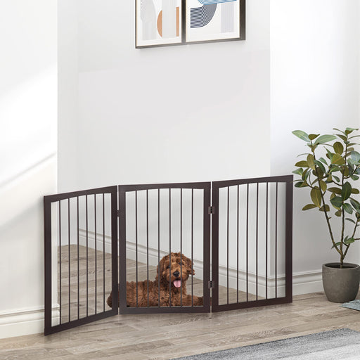 PawHut Folding Pet Gate Dark brown 1540 mm x 12 mm x 760 mm