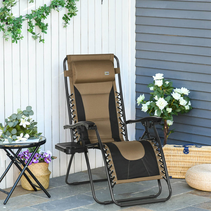 OutSunny Lounge Chair Steel, Oxford Fabric, Sponge, PP (Polypropylene) 890 x 650 x 1,130 mm Brown