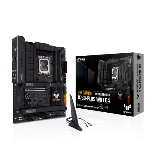 ASUS TUF GAMING B760-PLUS WIFI D4 - Motherboard - ATX - LGA1700 Socket - B760 Chipset - USB 3.2 Gen 1, USB 3.2 Gen 2, USB4, USB-C 3.2 Gen2, USB-C 3.2 Gen 2x2 - 2.5 Gigabit LAN, Wi-Fi 6, Bluetooth - onboard graphics (CPU required) - HD Audio (8-channel)