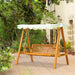 OutSunny 3 Seater Swing Bench Larch Wood Cream