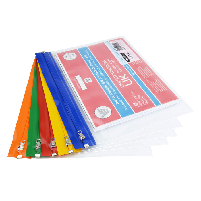 Rapesco Zip Lock Bags 1507 A5 Zip PP (Polypropylene) 34.6 (W) x 2.8 (D) x 48.2 (H) cm Assorted Pack of 5