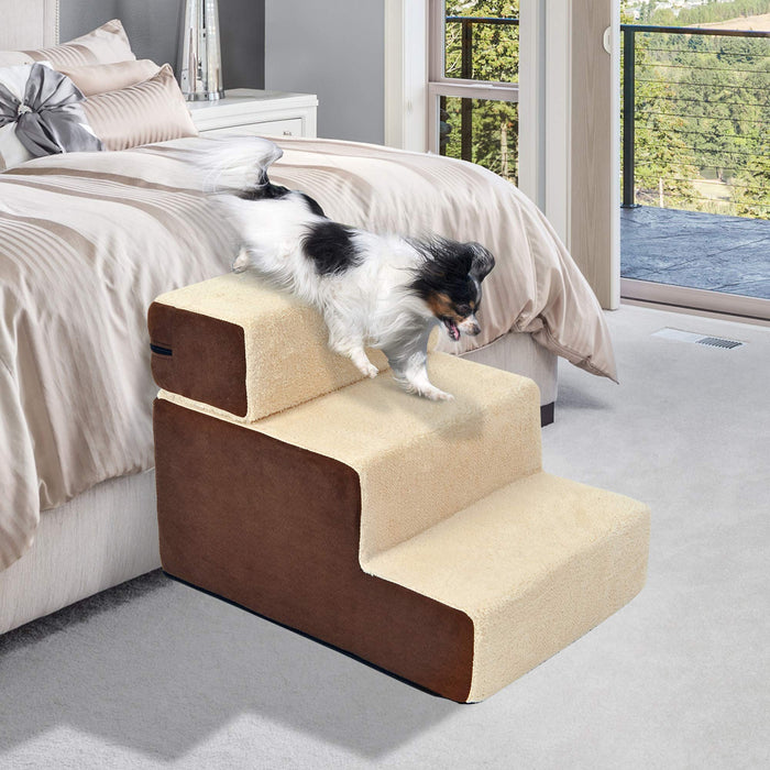 PawHut Pet Stairs Beige 400 mm x 540 mm x 390 mm