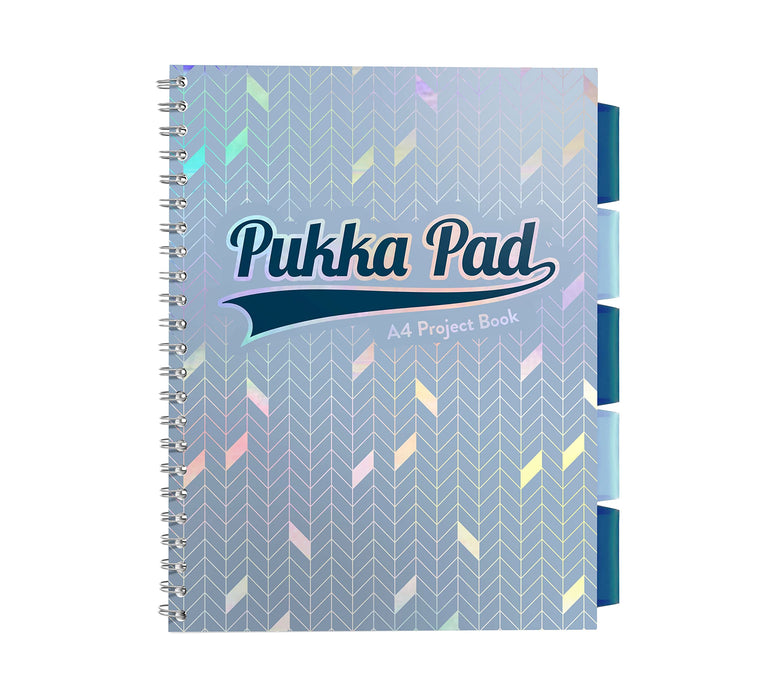 Pukka Pad Project Book Glee A4 Ruled Spiral Bound Cardboard Hardback Blue Perforated 200 Pages 200 Sheets