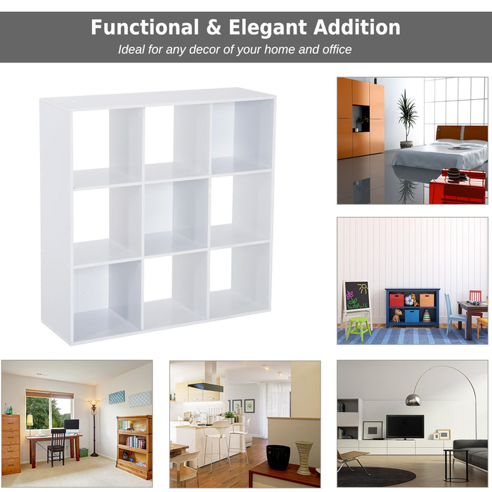 HOMCOM 9 Partitions Cabinet Without Basket White 910 mm x 295 mm x 910 mm