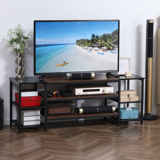 HOMCOM TV Stand Particle Board,Steel Black 140 x 40 x 50 cm