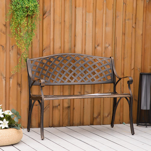 OutSunny Garden Bench Cast Aluminium Brown 620 x 830 mm