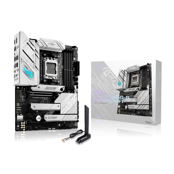 ASUS ROG STRIX B650-A GAMING WIFI - Motherboard - ATX - Socket AM5 - AMD B650 Chipset - USB 3.2 Gen 1, USB 3.2 Gen 2, USB-C 3.2 Gen2, USB-C 3.2 Gen 2x2 - 2.5 Gigabit LAN, Wi-Fi 6, Bluetooth - onboard graphics (CPU required) - HD Audio (8-channel)