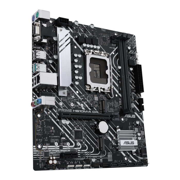 ASUS PRIME H610M-A D4-CSM - Motherboard - micro ATX - LGA1700 Socket - H610 Chipset - USB 3.2 Gen 1, USB 3.2 Gen 2 - Gigabit LAN - onboard graphics (CPU required) - HD Audio (8-channel)