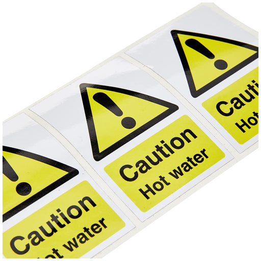 Warning Sign Hot Water Vinyl 7.5 x 5 cm