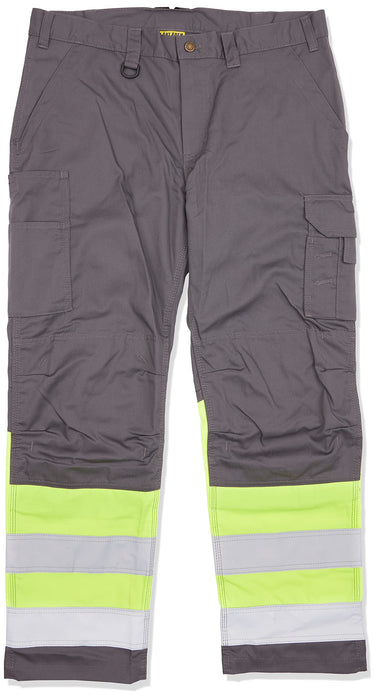 BLÅKLÄDER Trousers 15641811 Cotton, PL (Polyester) Mid Grey, Yellow Size 32S