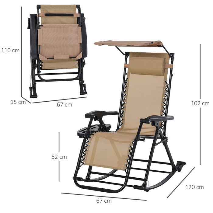 OutSunny Rocking Chair Steel Frame Cream 670 x 1,020 mm