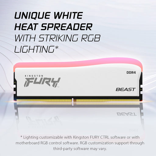 Kingston FURY Beast - RGB Special Edition - DDR4 - kit - 32 GB: 2 x 16 GB - DIMM 288-pin - 3600 MHz / PC4-28800 - CL18 - 1.35 V - unbuffered - non-ECC - white