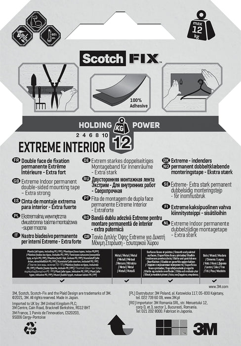 Scotch-Fix Mounting Tape Extreme Interior White 19 mm x 1.8 m