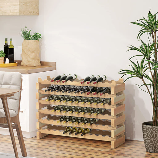 HOMCOM Wine Holder Wood Natural Pine